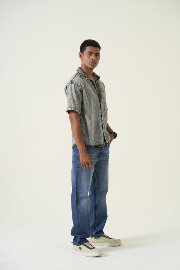Indigo Affair Tinted Green Loose Fit Denim