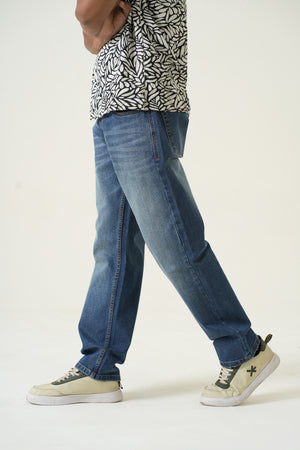 Indigo Affair Tinted Green Loose Fit Denim