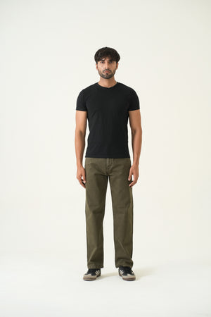 Indigo Affair Olive Green Straight Fit Denim