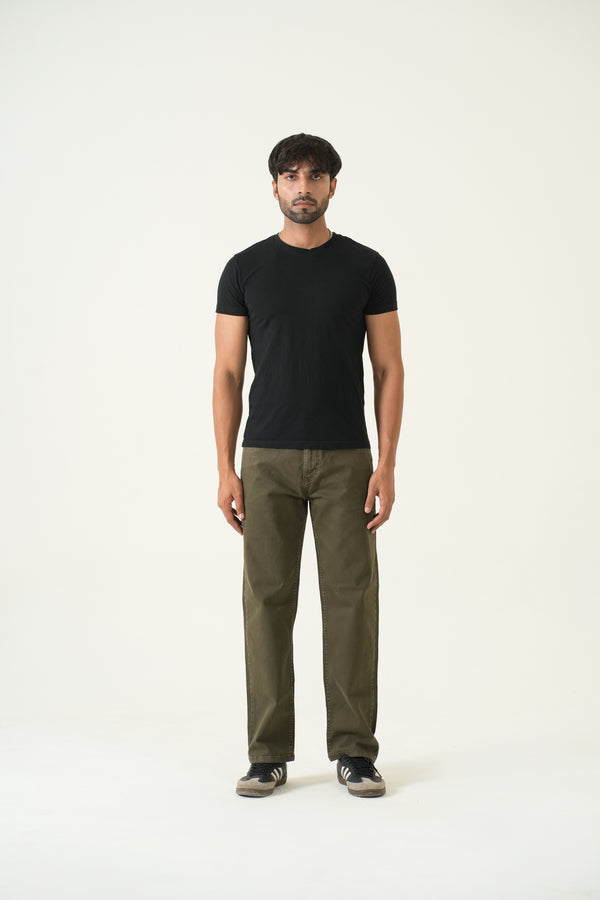 Indigo Affair Olive Green Straight Fit Denim