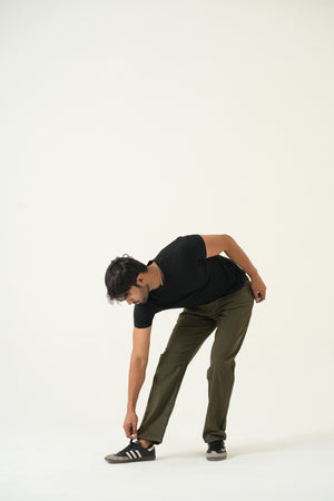 Indigo Affair Olive Green Straight Fit Denim