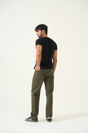 Indigo Affair Olive Green Straight Fit Denim