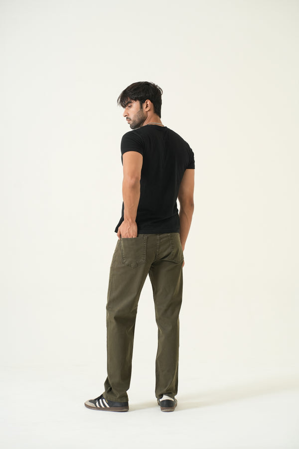 Indigo Affair Olive Green Straight Fit Denim