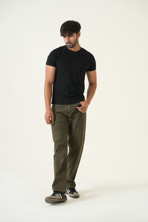 Indigo Affair Olive Green Straight Fit Denim