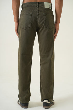 Indigo Affair Olive Green Straight Fit Denim