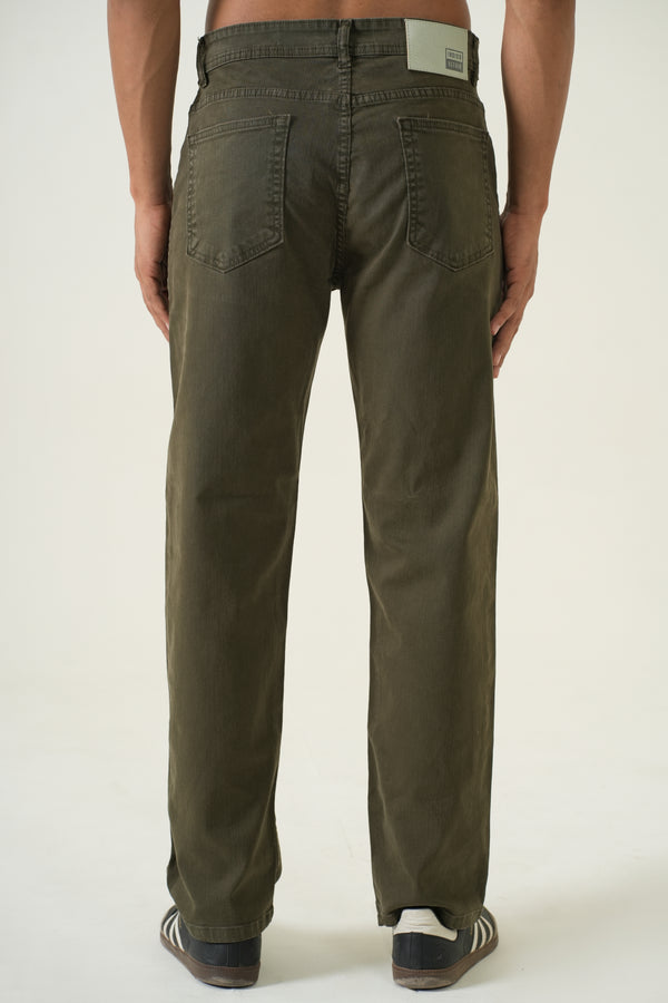 Indigo Affair Olive Green Straight Fit Denim