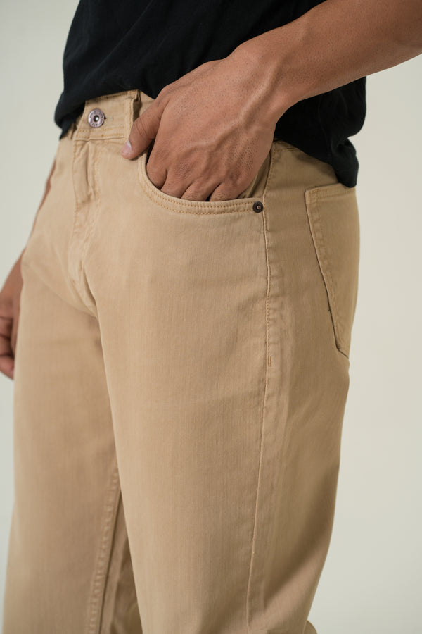 Indigo Affair Beige Straight Fit Denim