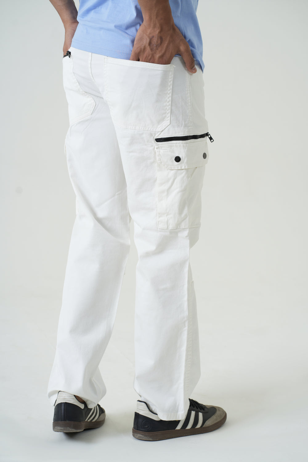 Indigo Affair Whiteout Loose Fit Cargo Denim