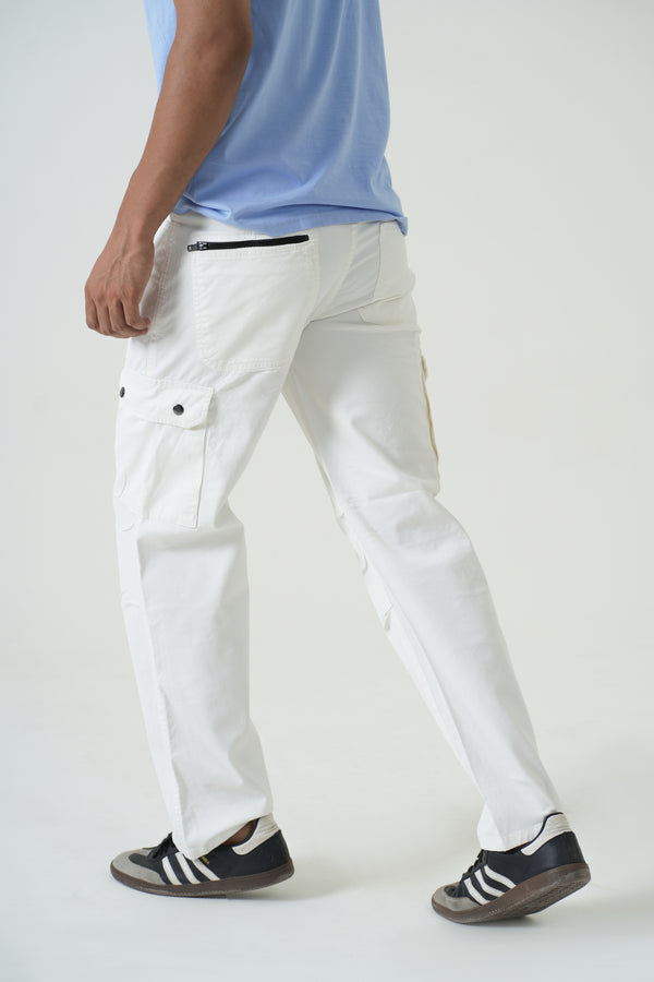Indigo Affair Whiteout Loose Fit Cargo Denim
