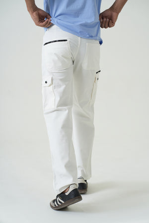 Indigo Affair Whiteout Loose Fit Cargo Denim